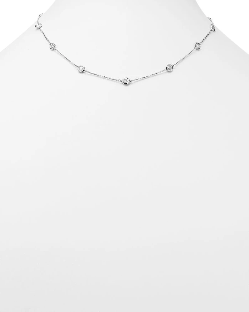 Diamond Station Necklace in 14K White Gold, 2.60 tcw