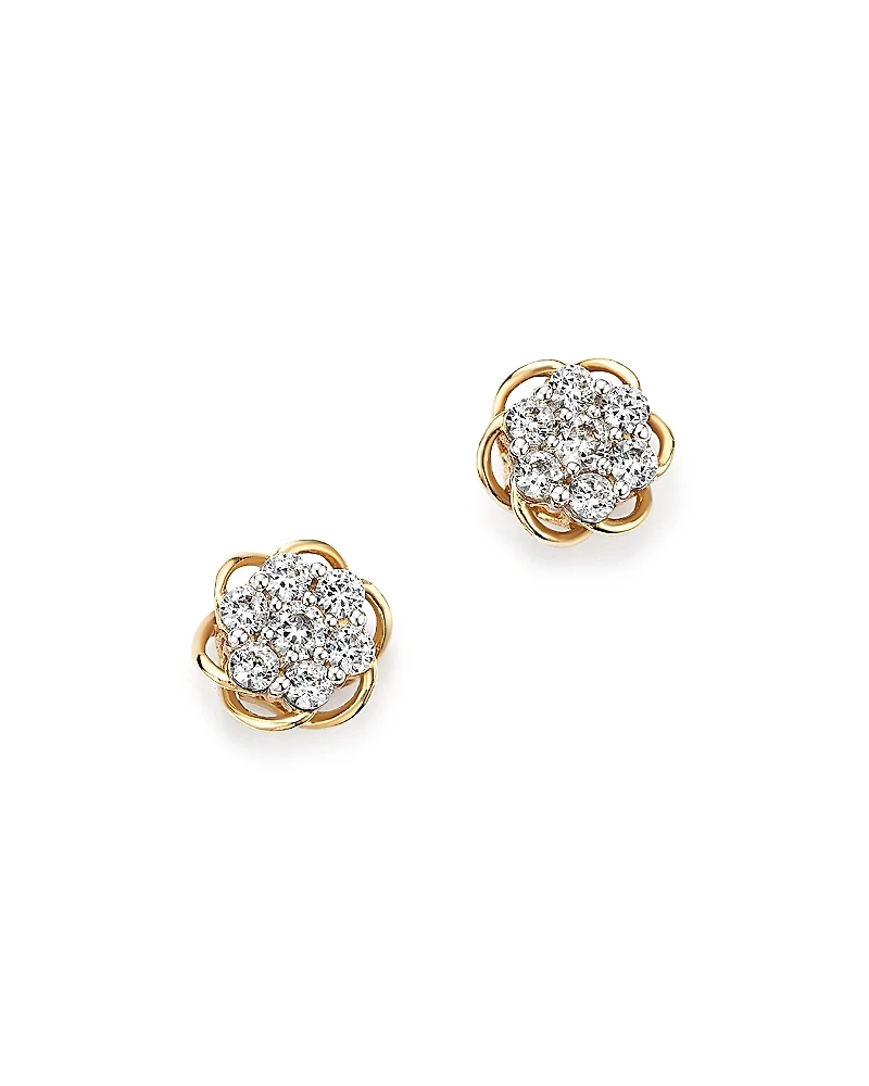 Diamond Flower Stud Earrings