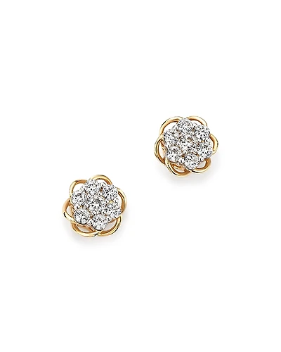 Diamond Flower Stud Earrings