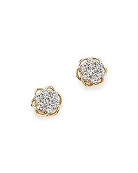 Diamond Flower Stud Earrings