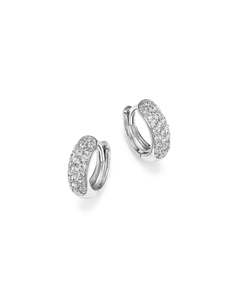 Diamond Mini Pavé Hoop Earring Collection 14K Gold, .35 tcw