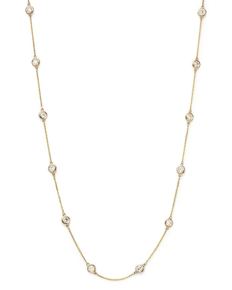 Diamond Station Necklace in 14K Yellow Gold, 2.60 tcw