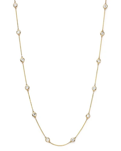 Diamond Station Necklace in 14K Yellow Gold, 2.60 tcw