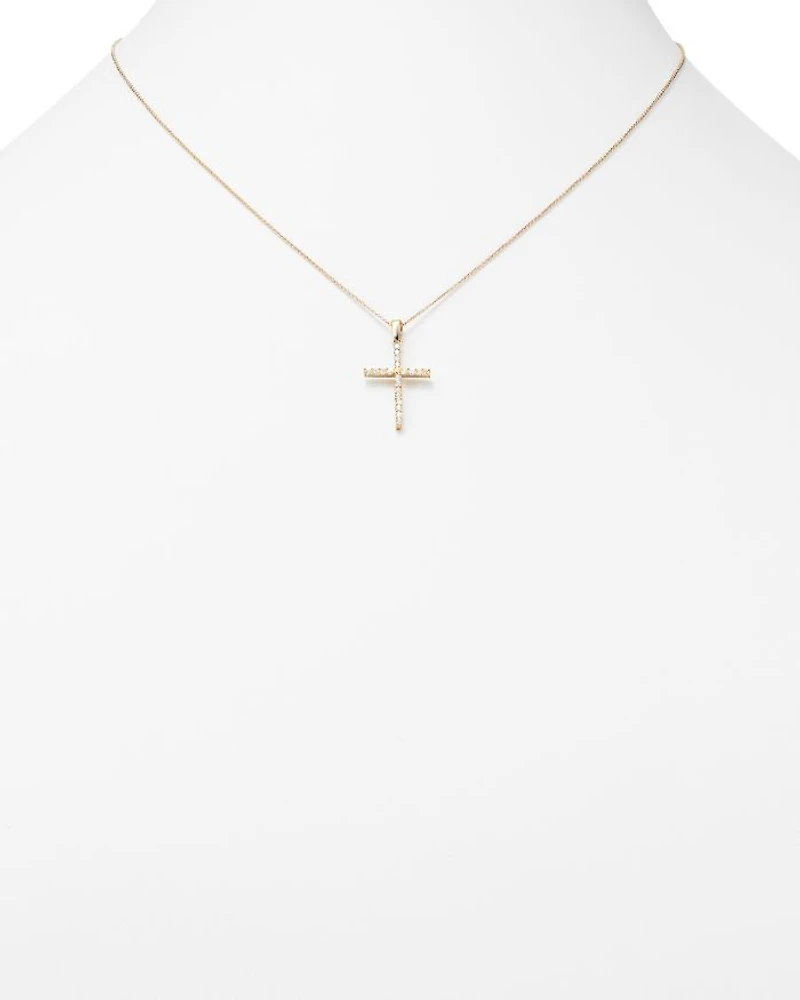 Diamond Cross Necklace in 14K Yellow Gold, 0.25 tcw