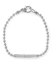 Lagos Sterling Silver Caviar Spark Diamond Bar Chain Bracelet