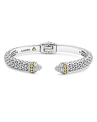 Lagos 18K Gold and Sterling Silver Caviar and Diamonds Cuff, 8mm