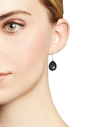 Sterling Silver Wonderland Hematite and Clear Quartz Doublet Mini Teardrop Earrings