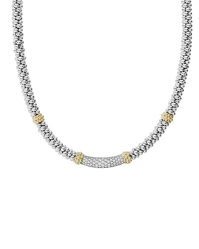 18K Gold & Sterling Silver Diamond Lux Single Station Necklace, 16"