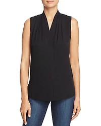 Kobi Halperin Mila Sleeveless V Neck Pleated Silk Blouse