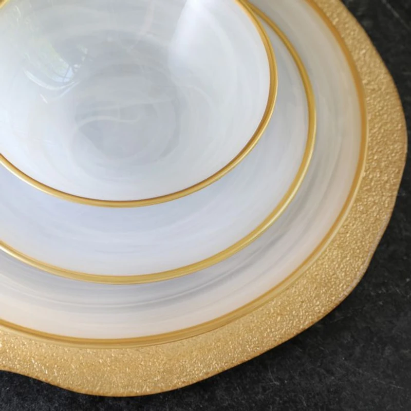 Rufolo Glass Gold Organic Service Charger Plate