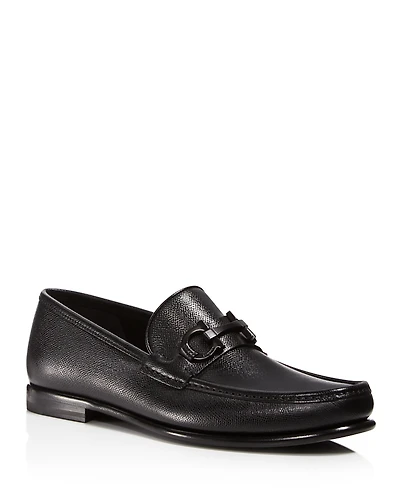 Ferragamo Men's Gancini Crown Bit Leather Loafers