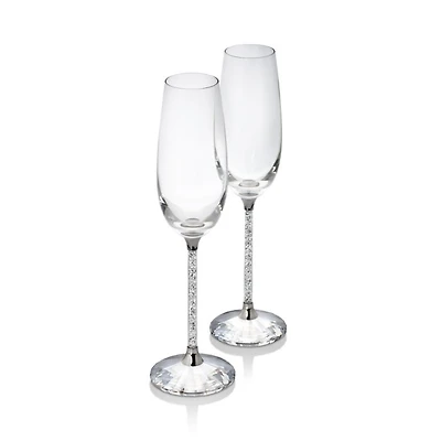 Crystalline Champagne Flutes, Set of 2