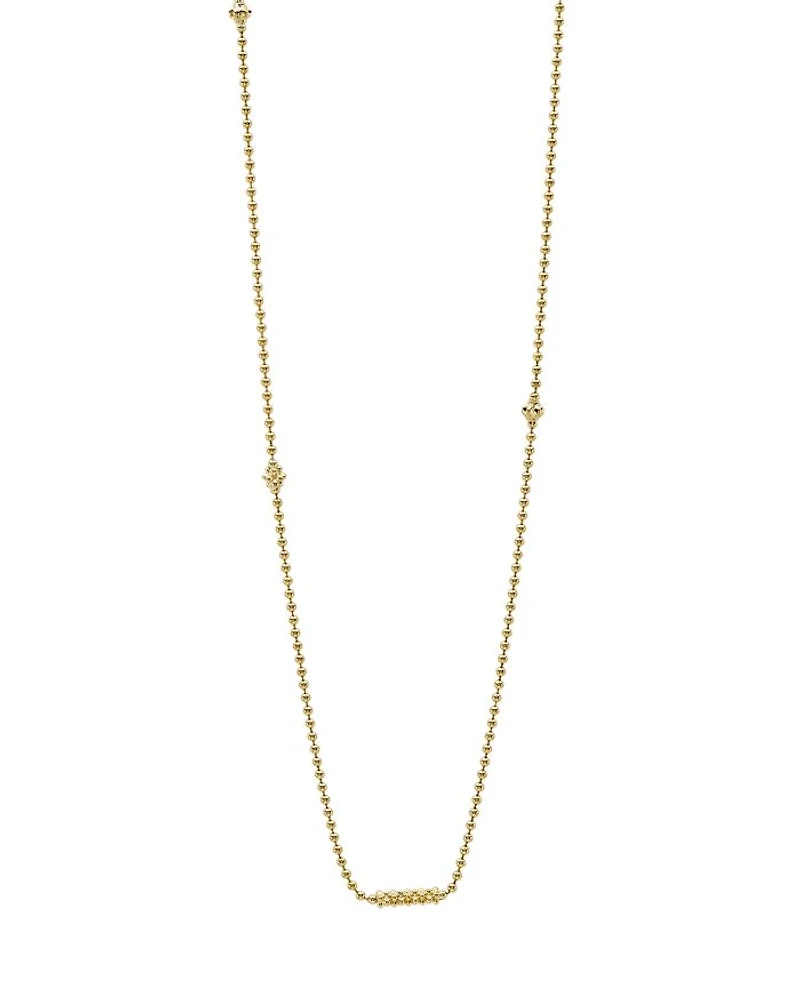 Caviar Gold Collection 18K Gold Beaded Station Necklace, 16"