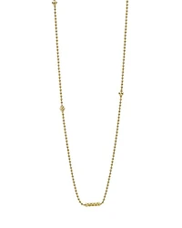 Caviar Gold Collection 18K Gold Beaded Station Necklace, 16"