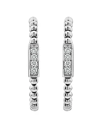 Sterling Silver Caviar Spark Diamond Hoop Earrings
