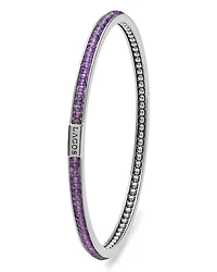 Sterling Silver Caviar Icon Amethyst Beaded Bangle Bracelet