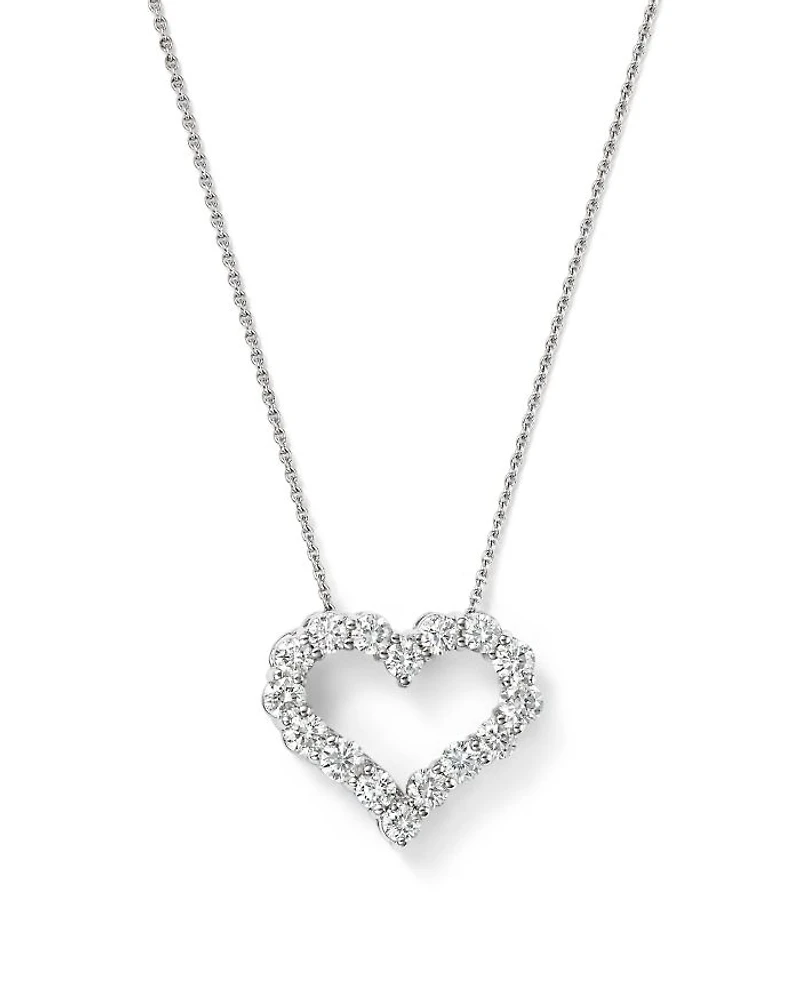 Diamond Heart Pendant Necklace 14K White Gold, 0.25-1.0 tcw
