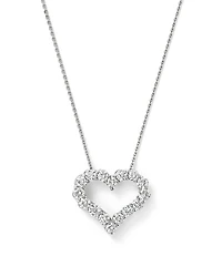 Diamond Heart Pendant Necklace 14K White Gold, 0.25-1.0 tcw