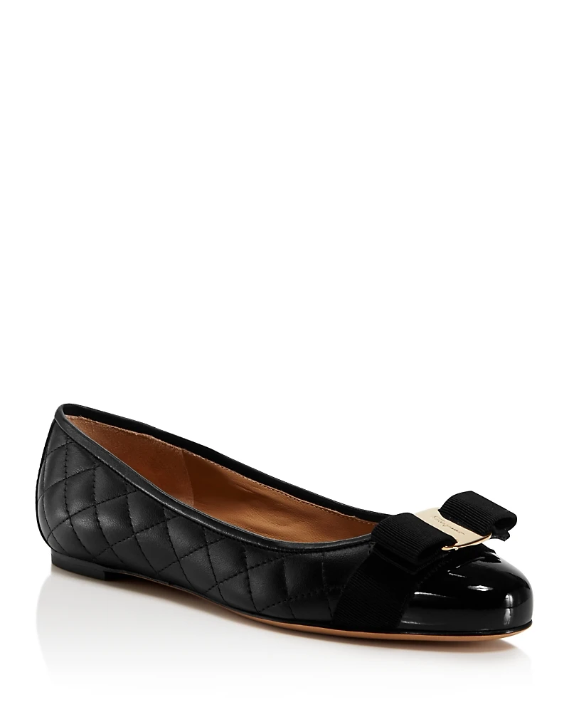Salvatore Ferragamo Women's Varina Quilted Leather Cap Toe Ballet Flats