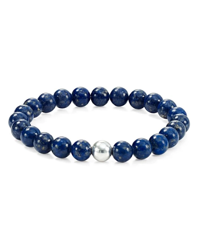 Sterling Silver & Stone Beaded Stretch Bracelet - Exclusive