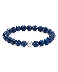Sterling Silver & Stone Beaded Stretch Bracelet - Exclusive