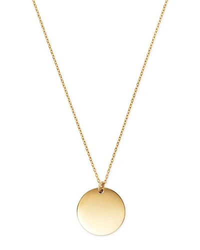 14K Yellow Gold Disc Pendant Necklace, 17" - Exclusive