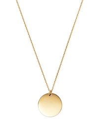 14K Yellow Gold Disc Pendant Necklace, 17" - Exclusive