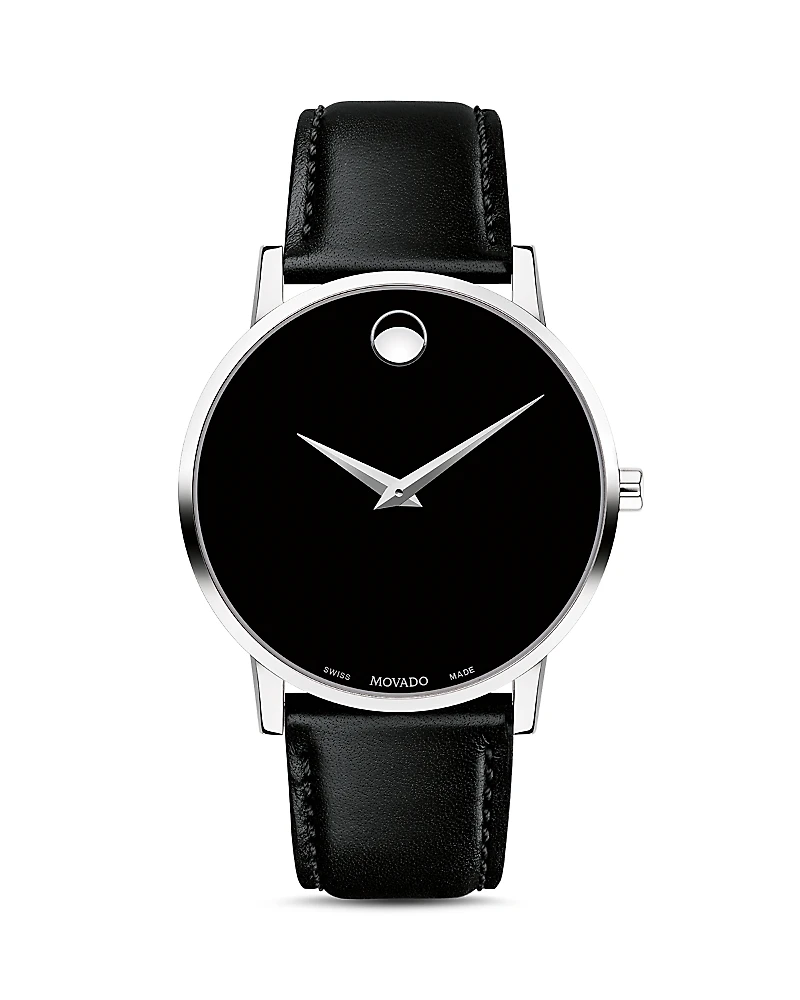 Movado Museum Classic Black Leather Strap Watch