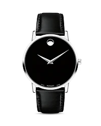 Movado Museum Classic Black Leather Strap Watch
