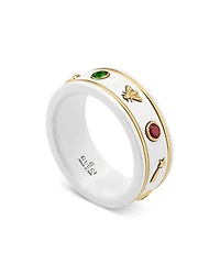 18K Yellow Gold & White Zirconia Colored Topaz Thin Icon Band
