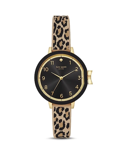 kate spade new york Park Row Leopard Print Watch 34mm