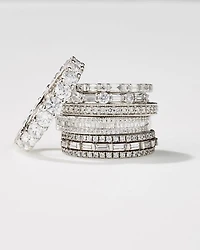 Diamond Round & Baguette Band in 14K White Gold, 0.25 tcw