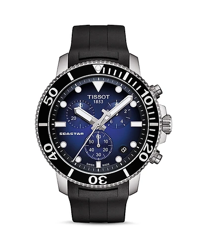 Tissot Seastar 1000 Blue-Dial & Black Rubber Strap Chronograph, 45.5mm