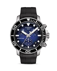 Tissot Seastar 1000 Blue-Dial & Black Rubber Strap Chronograph, 45.5mm