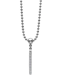 Sterling Silver Caviar Spark Diamond Stick Pendant Necklace, 16"