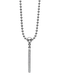 Lagos Sterling Silver Caviar Spark Diamond Stick Pendant Necklace, 16