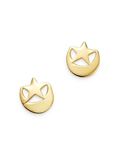 Moon & Meadow 14K Yellow Gold Half Moon & Stars Stud Earrings - Exclusive