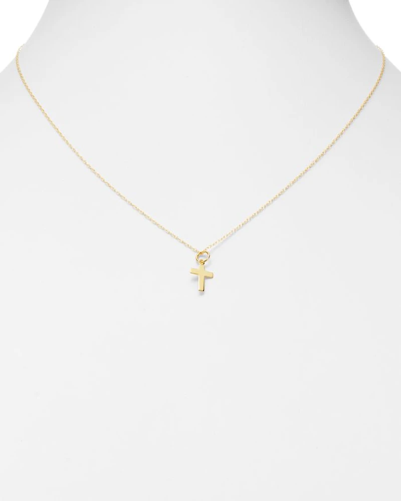 14K Yellow Gold Cross Pendant Necklace, 16"-18"