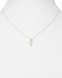 14K Yellow Gold Cross Pendant Necklace, 16"-18"