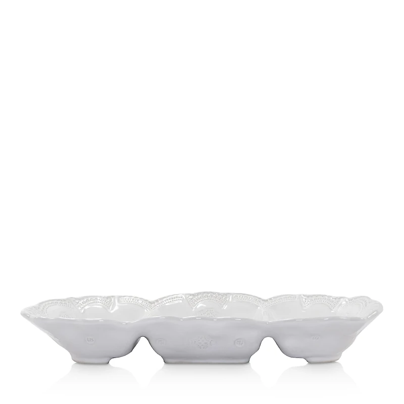 Vietri Incanto Stone White Lace Medium Three-Part Server