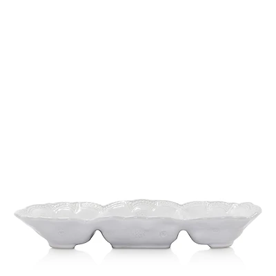Vietri Incanto Stone White Lace Medium Three-Part Server