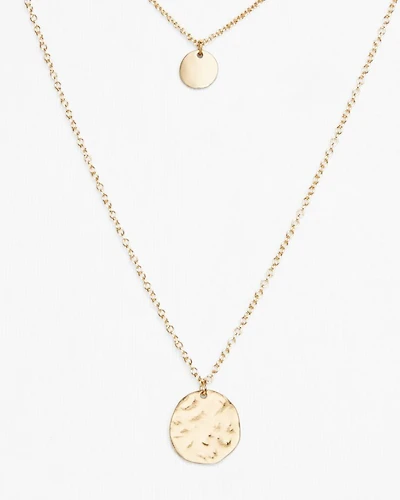 Layered Disc Pendant Necklace, 16"-22" - Exclusive