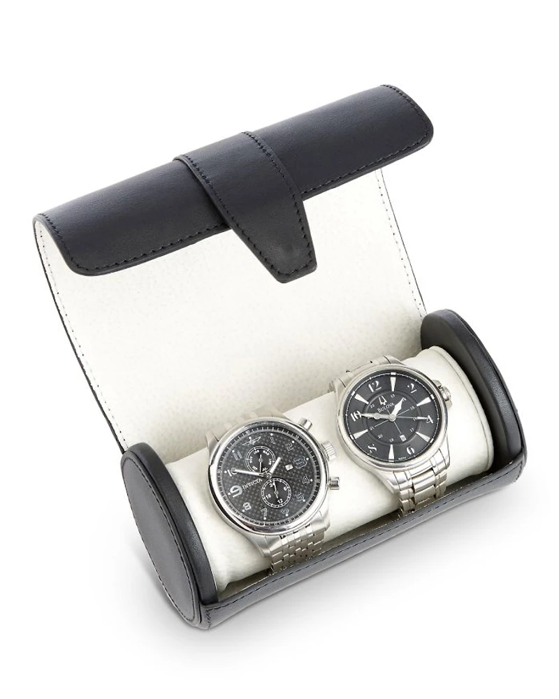 Leather Travel Double Watch Roll