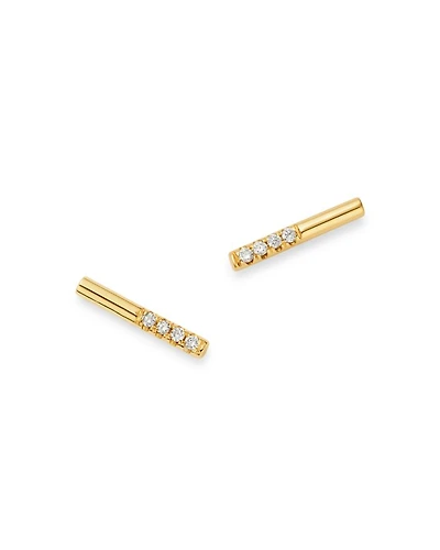 14K Yellow Gold Diamond Wire Stud Earrings
