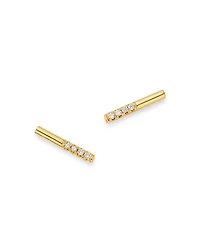 14K Yellow Gold Diamond Wire Stud Earrings