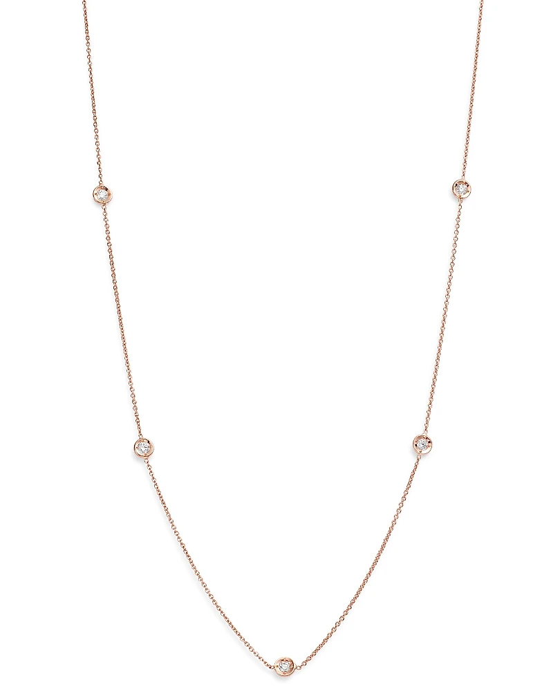 Roberto Coin 18K Rose Gold Diamond by the Inch Station Necklace, 16-18
