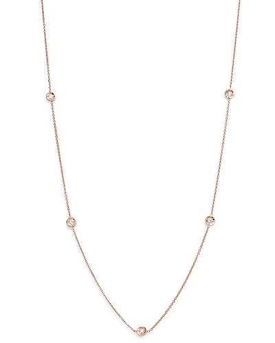 Roberto Coin 18K Rose Gold Diamond by the Inch Station Necklace, 16-18
