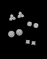 Diamond Trio Stud Earrings 14K White Gold, 0.20-2.0 tcw