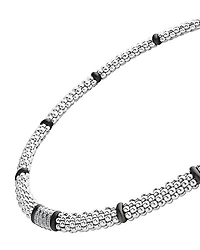 Sterling Silver Black Caviar Diamond & Ceramic Station Necklace