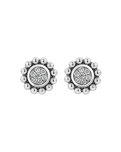 Lagos Sterling Silver Caviar Spark Diamond Stud Earrings